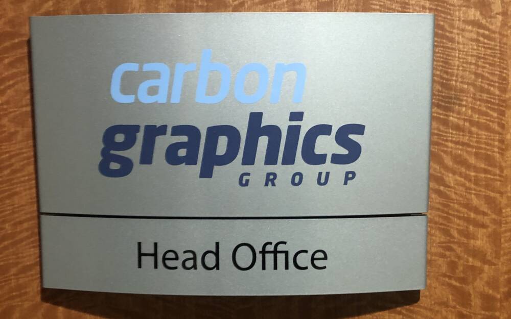 Carbon Graphics Brushed Aluminum Head Office Sign