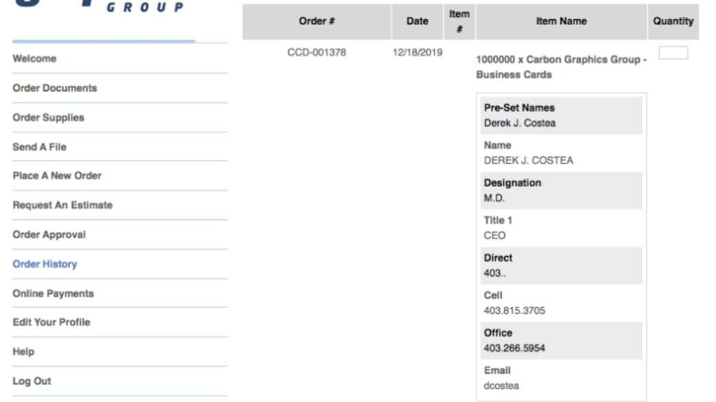 Print Direct Order History