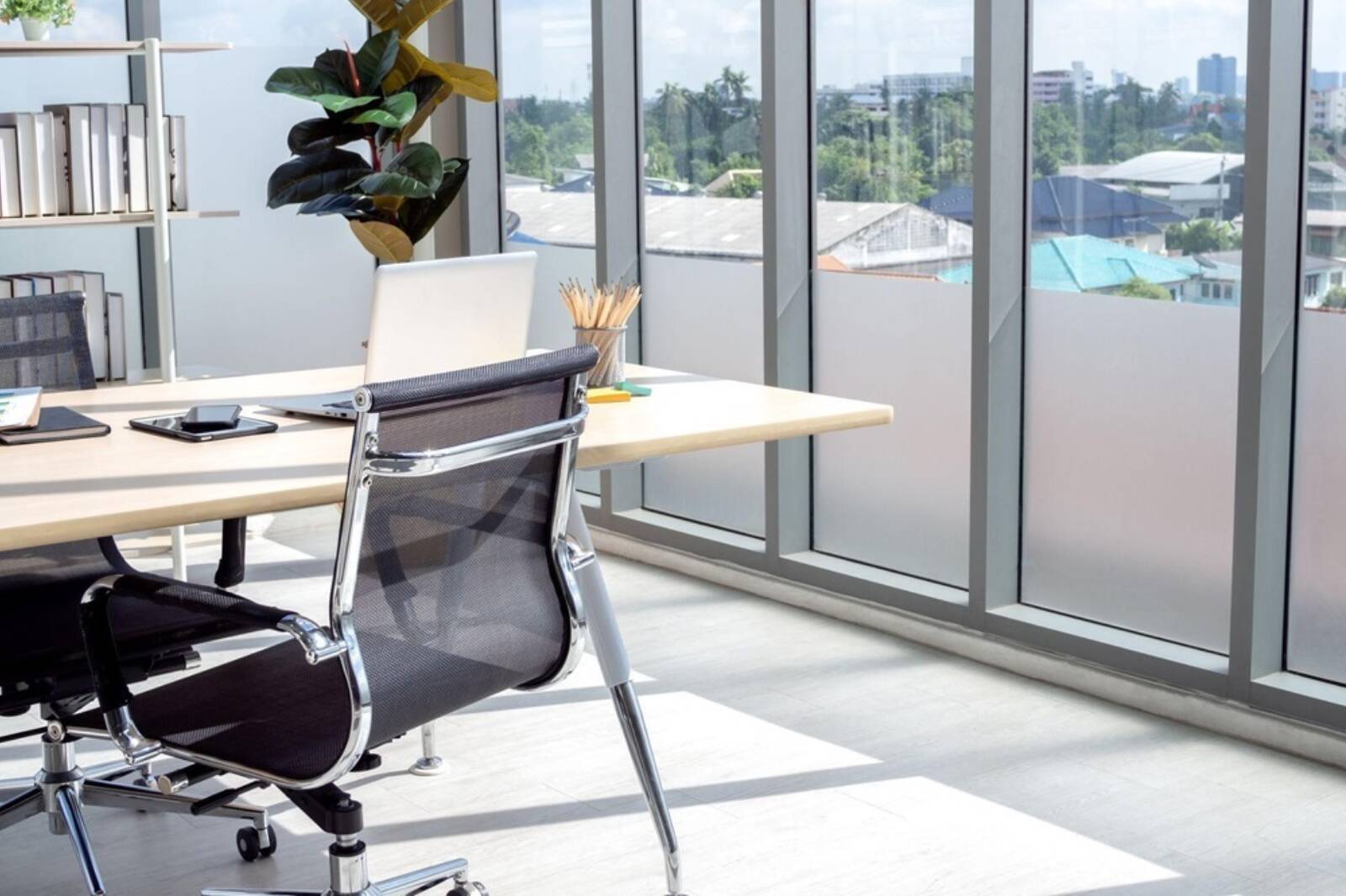 Modern Office With Security Film On The Surrounding Windows