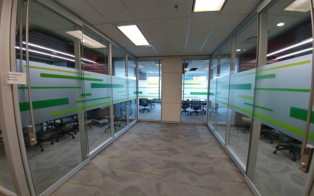 Green Pattern Window Film Applied On Glass