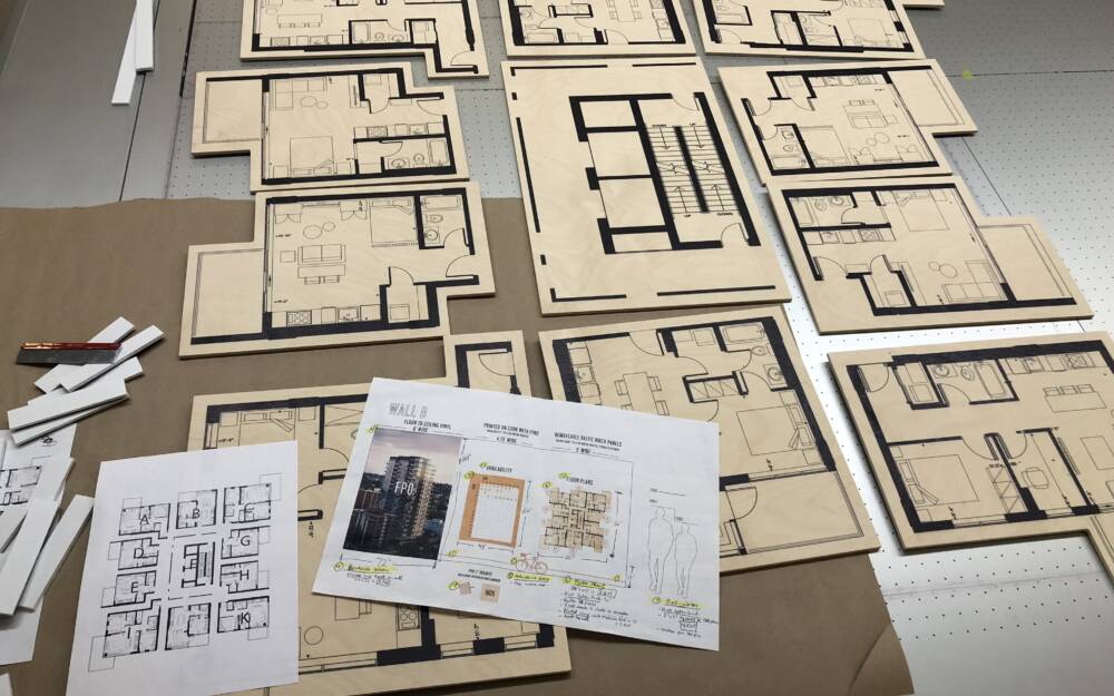 Nude Condo Floor Plans Printed On Baltic Birch Wood
