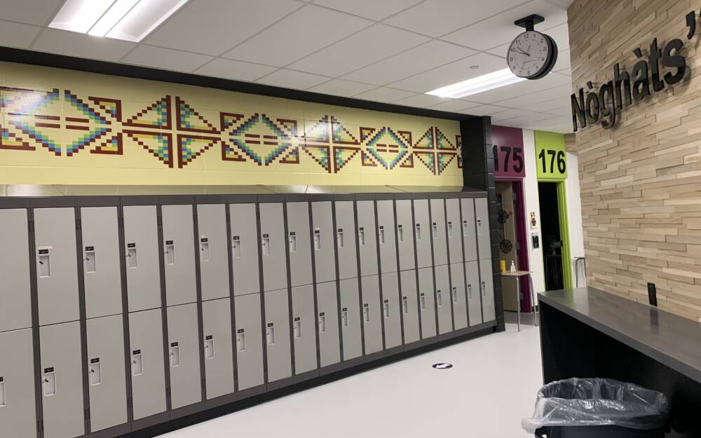 Tsuu Tina Manyhorses High Vinyl Applied Directly To Textured Wall With Lockers1