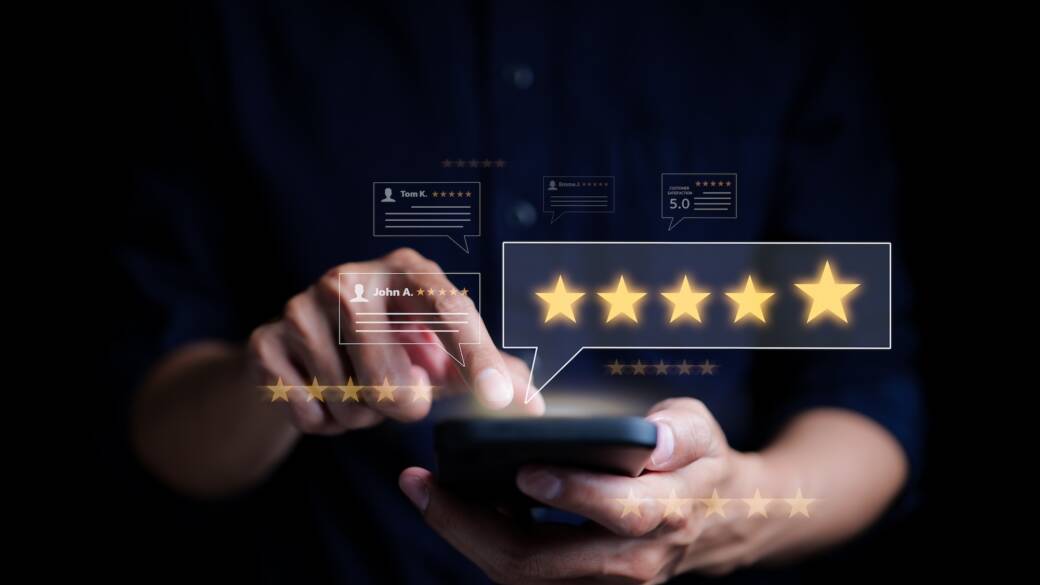 Happy Customer Leaving 5 Star Review